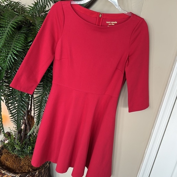 NWOT Kate Spade Red Mini Dress 3/4 Sleeves A-Line Minimalist Simple Elegant - Picture 10 of 15